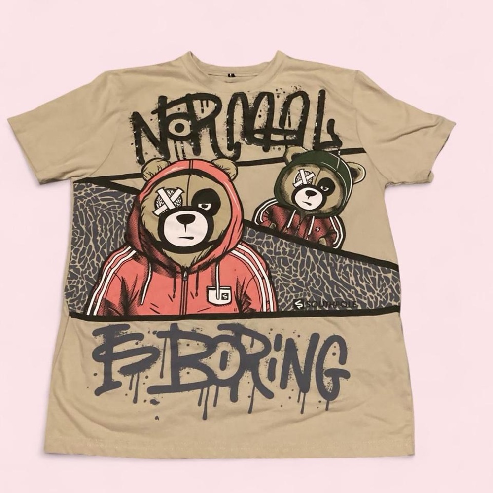 South Pole Beige Graphic Tee with Bear Design